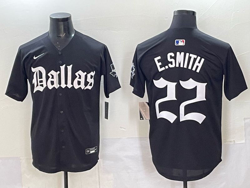 Men 2025 Nike Dallas Cowboys #22 E.Smith Black 5th generation Joint Name Limited NFL Jersey 01